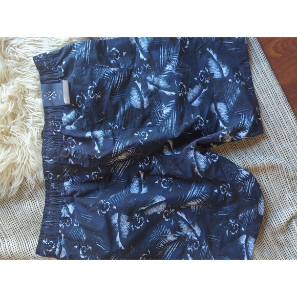 NWT MBX Premium Goods Men's XX-Large Swim Shorts Navy Blue Palm Print Trunks - Picture 5 of 9